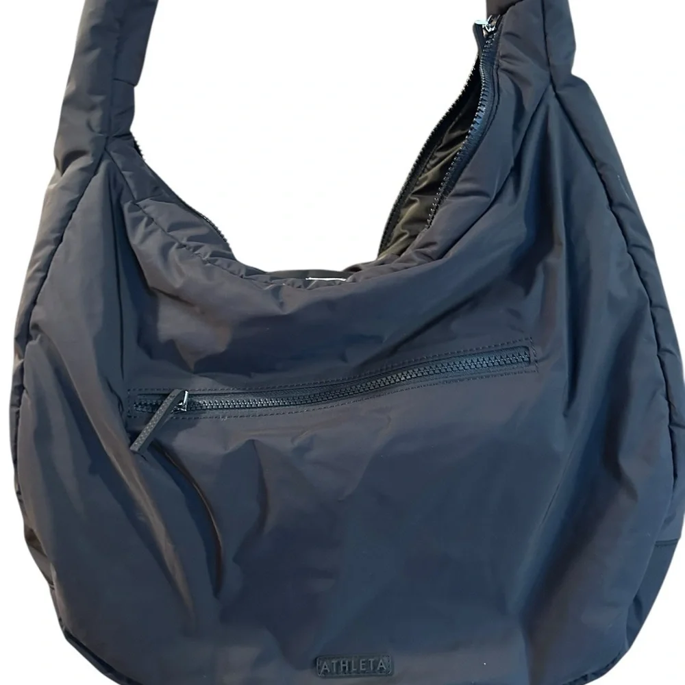 Athleta Black Nylon Hobo Shoulder Bag Lightweight Travel Gym Crossbody NWOT